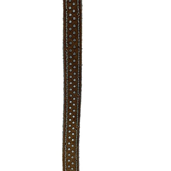 ZARA Green-ish Brown Suede Studded narrow Belt sz Medium - Picture 3 of 5